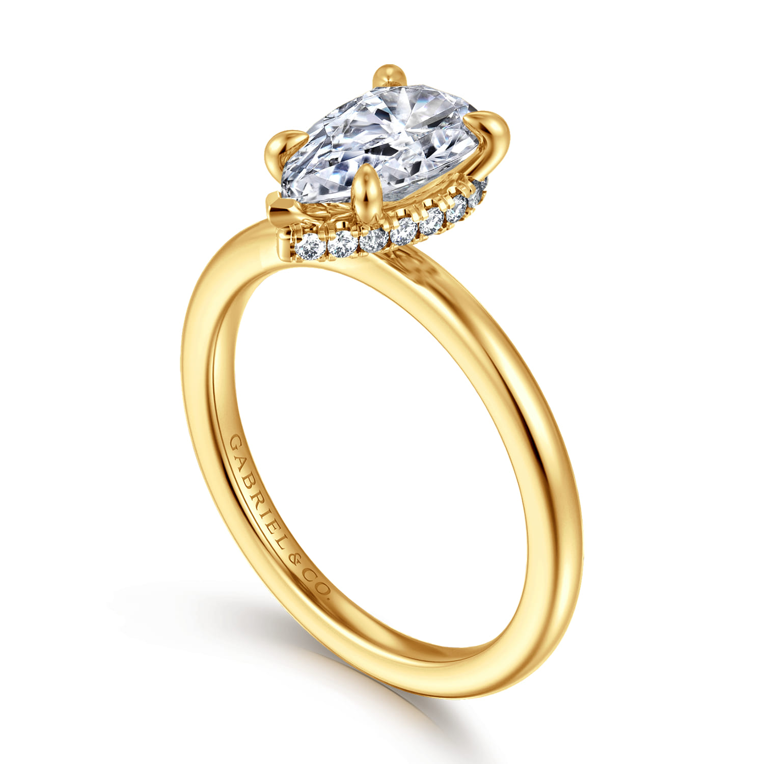 Rainah - 18K Yellow Gold Pear Shape Diamond Engagement Ring - 0.11 ct - Shot 3
