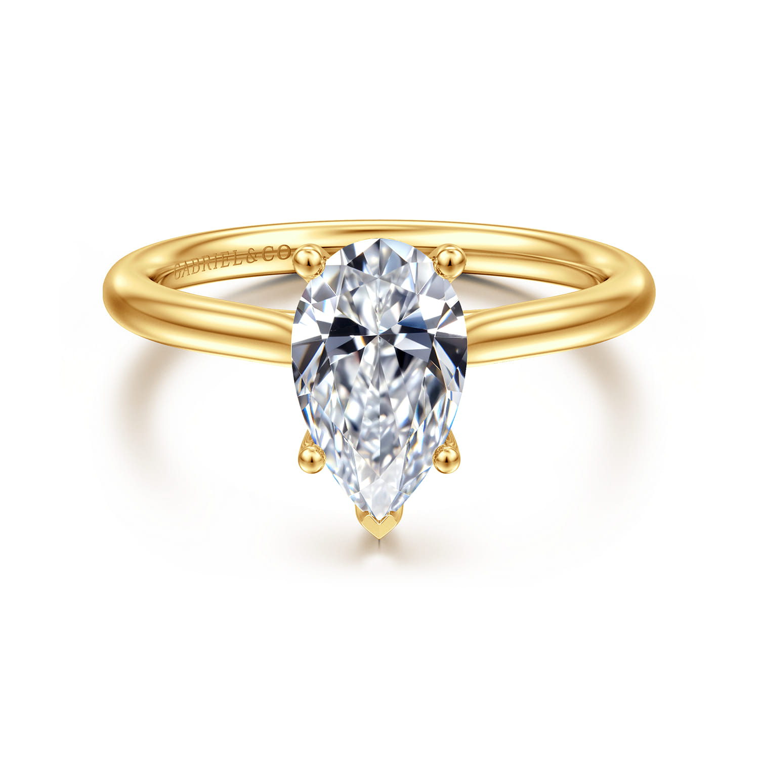 Azucena - 18K Yellow Gold Pear Shape Solitaire Diamond Engagement Ring - 0.05 ct - Shot 1