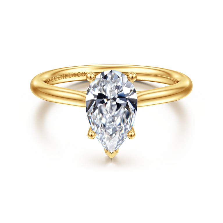 Azucena - 18K Yellow Gold Pear Shape Solitaire Diamond Engagement Ring - 0.05 ct - Shot 1