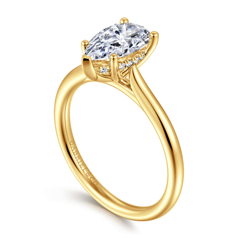Azucena - 18K Yellow Gold Pear Shape Solitaire Diamond Engagement Ring - 0.05 ct - Shot 3
