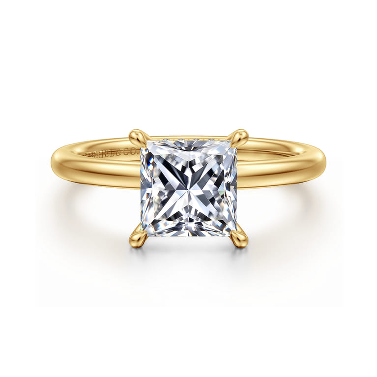 Cari - 18K Yellow Gold Princess Cut Diamond Engagement Ring - 0.06 ct - Shot 1
