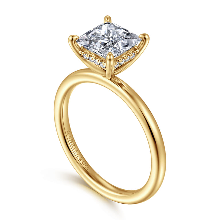 Cari - 18K Yellow Gold Princess Cut Diamond Engagement Ring - 0.06 ct - Shot 3