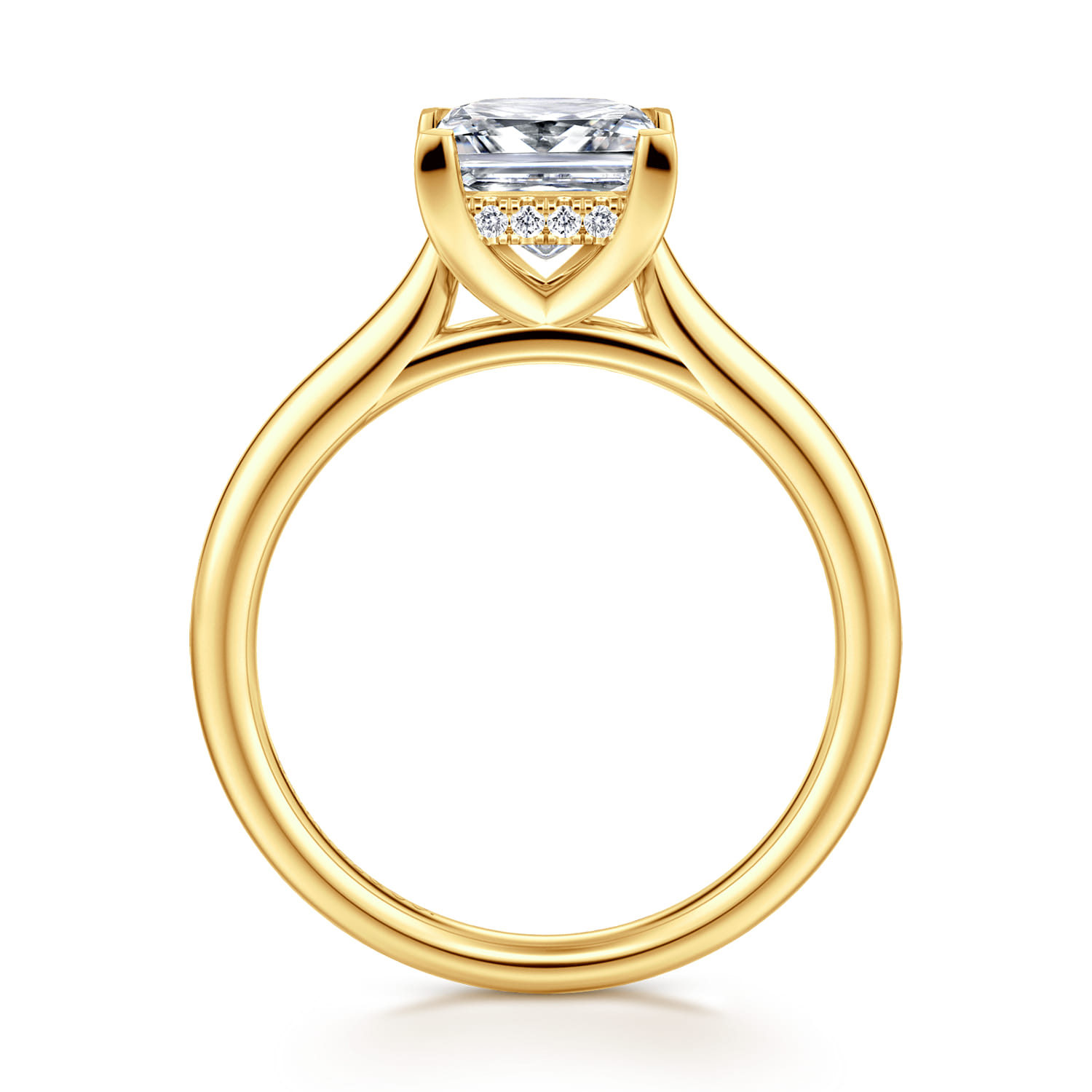 Azucena - 18K Yellow Gold Princess Cut Solitaire Diamond Engagement Ring - 0.06 ct - Shot 2