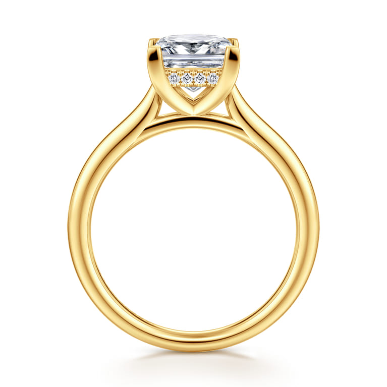 Azucena - 18K Yellow Gold Princess Cut Solitaire Diamond Engagement Ring - 0.06 ct - Shot 2