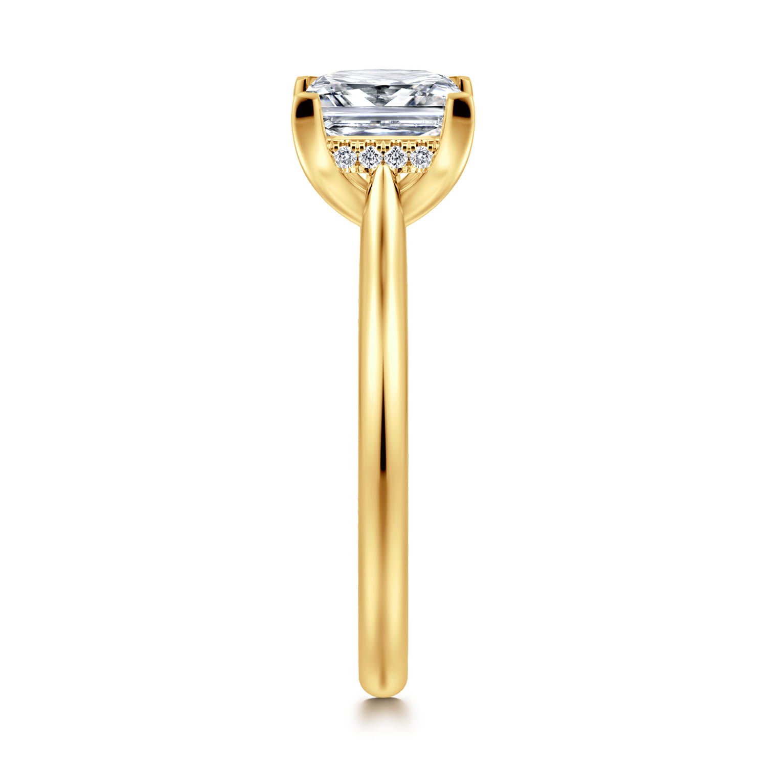 Azucena - 18K Yellow Gold Princess Cut Solitaire Diamond Engagement Ring - 0.06 ct - Shot 4