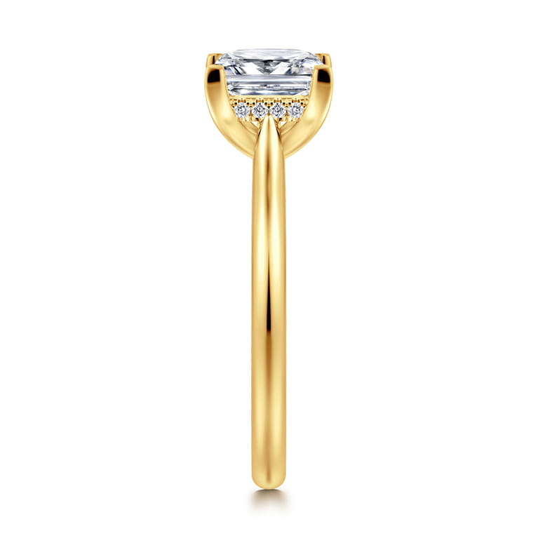 Azucena - 18K Yellow Gold Princess Cut Solitaire Diamond Engagement Ring - 0.06 ct - Shot 4