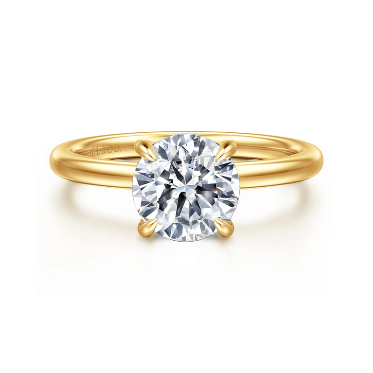 Cari - 18K Yellow Gold Round Diamond Engagement Ring - 0.06 ct - Shot 1