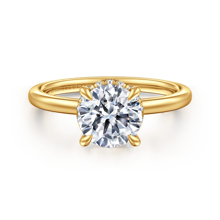 Rainah - 18K Yellow Gold Round Diamond Engagement Ring - 0.11 ct - Shot 1
