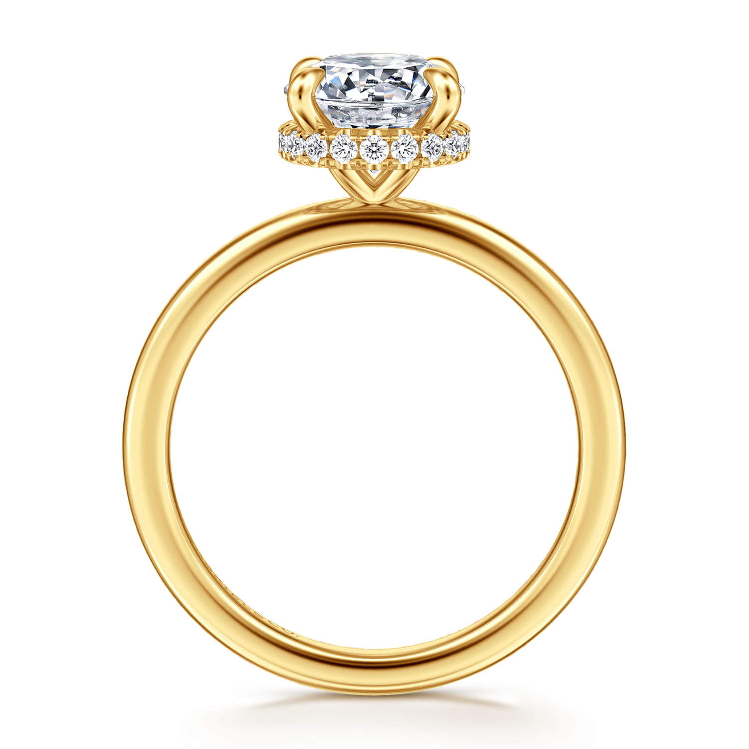 Rainah - 18K Yellow Gold Round Diamond Engagement Ring - 0.11 ct - Shot 2