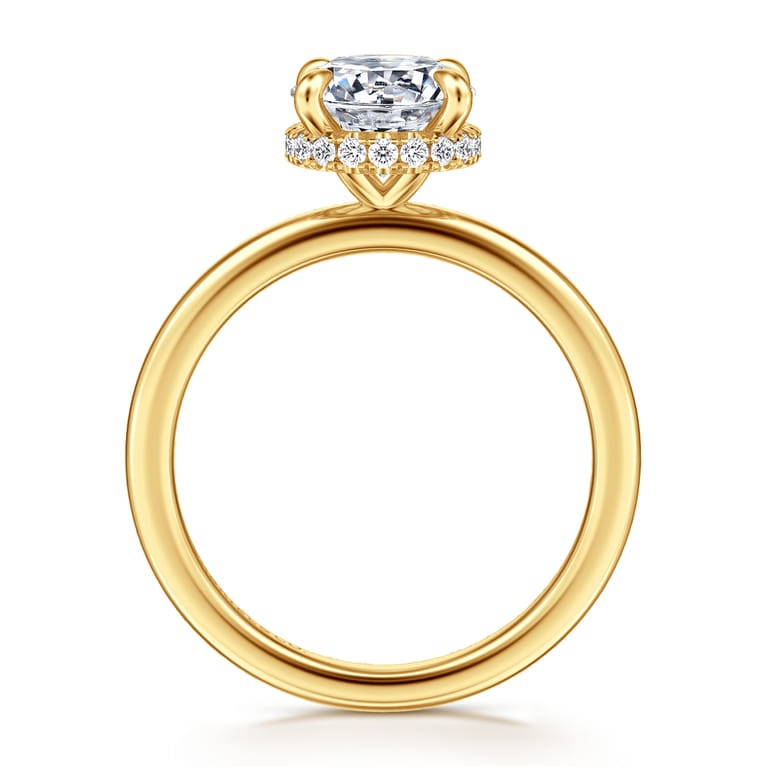 Rainah - 18K Yellow Gold Round Diamond Engagement Ring - 0.11 ct - Shot 2