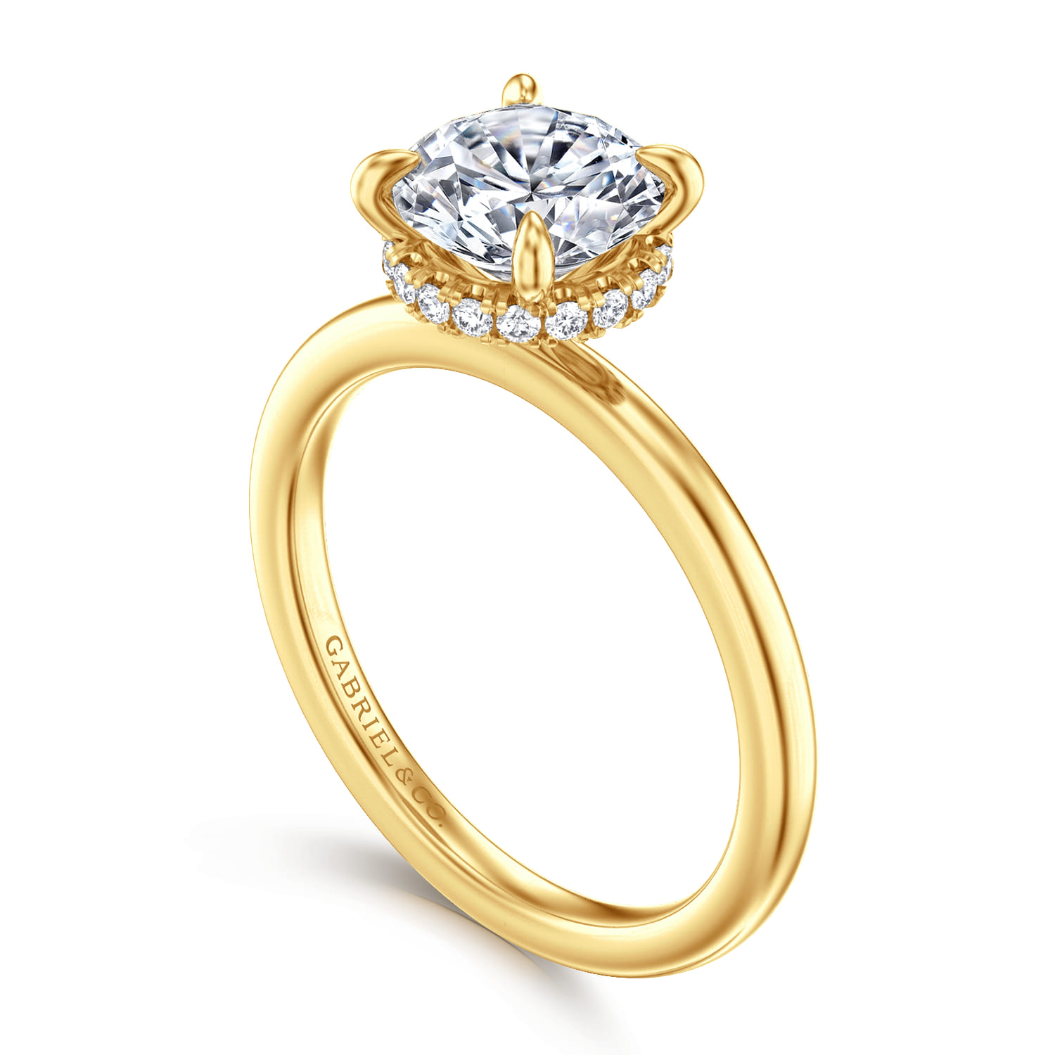 Rainah - 18K Yellow Gold Round Diamond Engagement Ring - 0.11 ct - Shot 3
