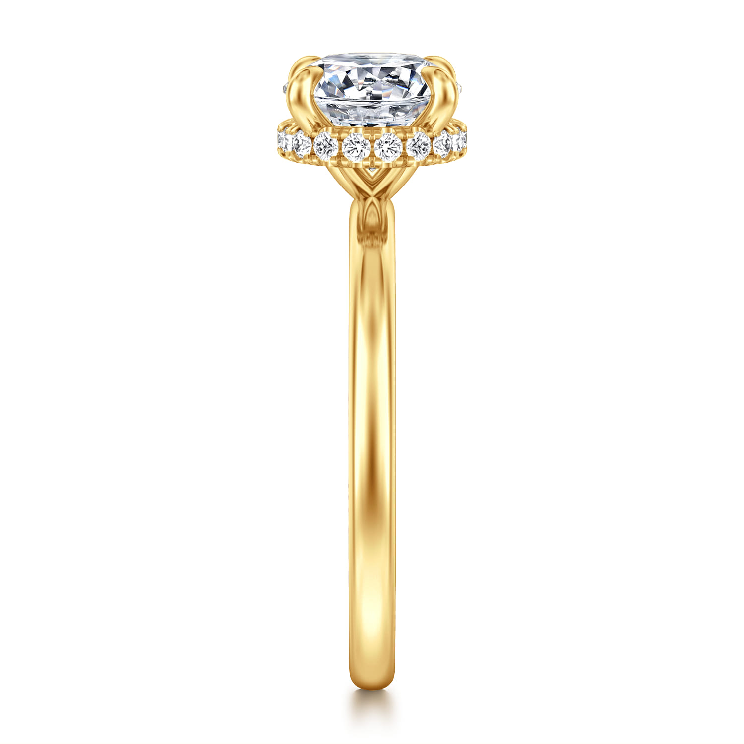 Rainah - 18K Yellow Gold Round Diamond Engagement Ring - 0.11 ct - Shot 4