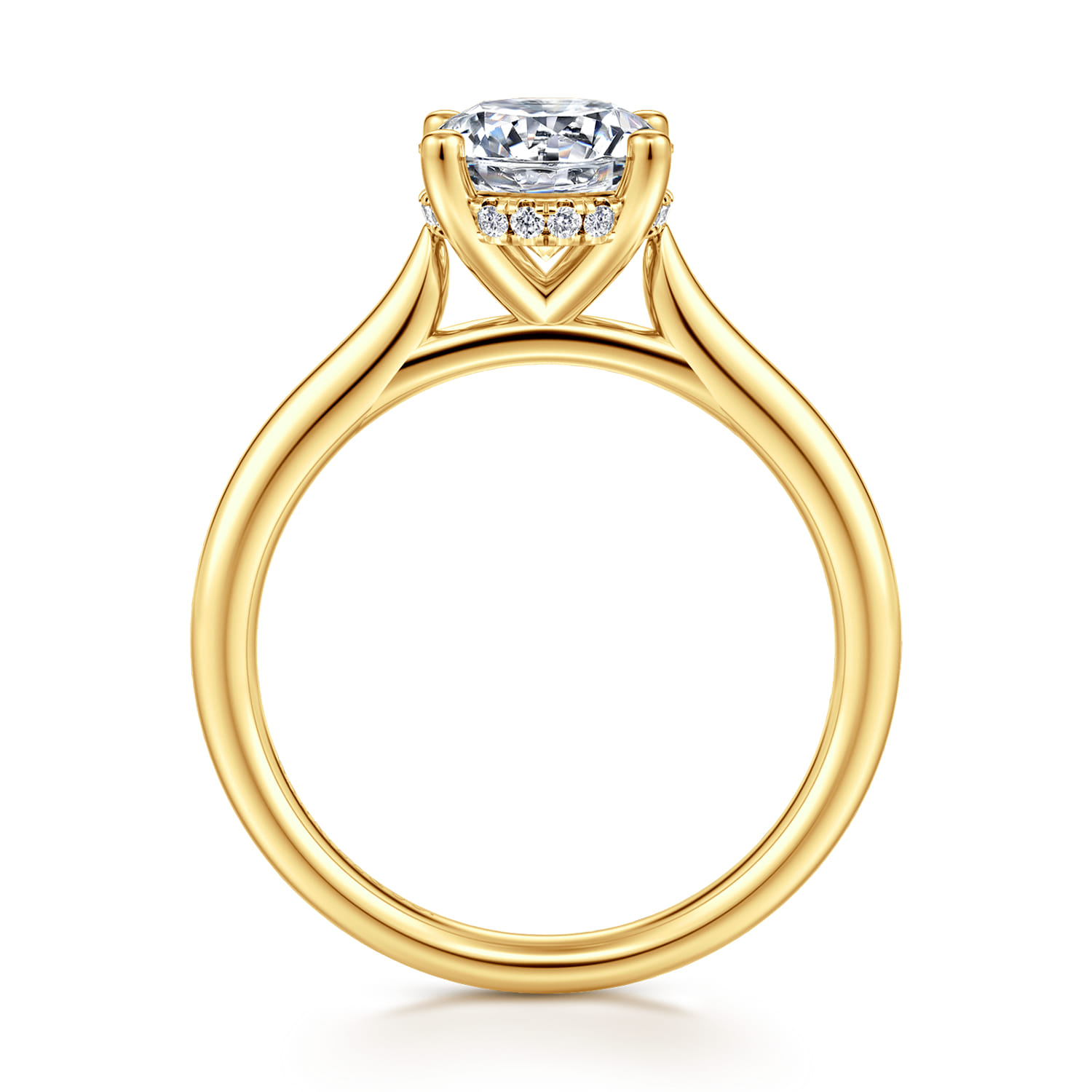 Azucena - 18K Yellow Gold Round Solitaire Diamond Engagement Ring - 0.06 ct - Shot 2