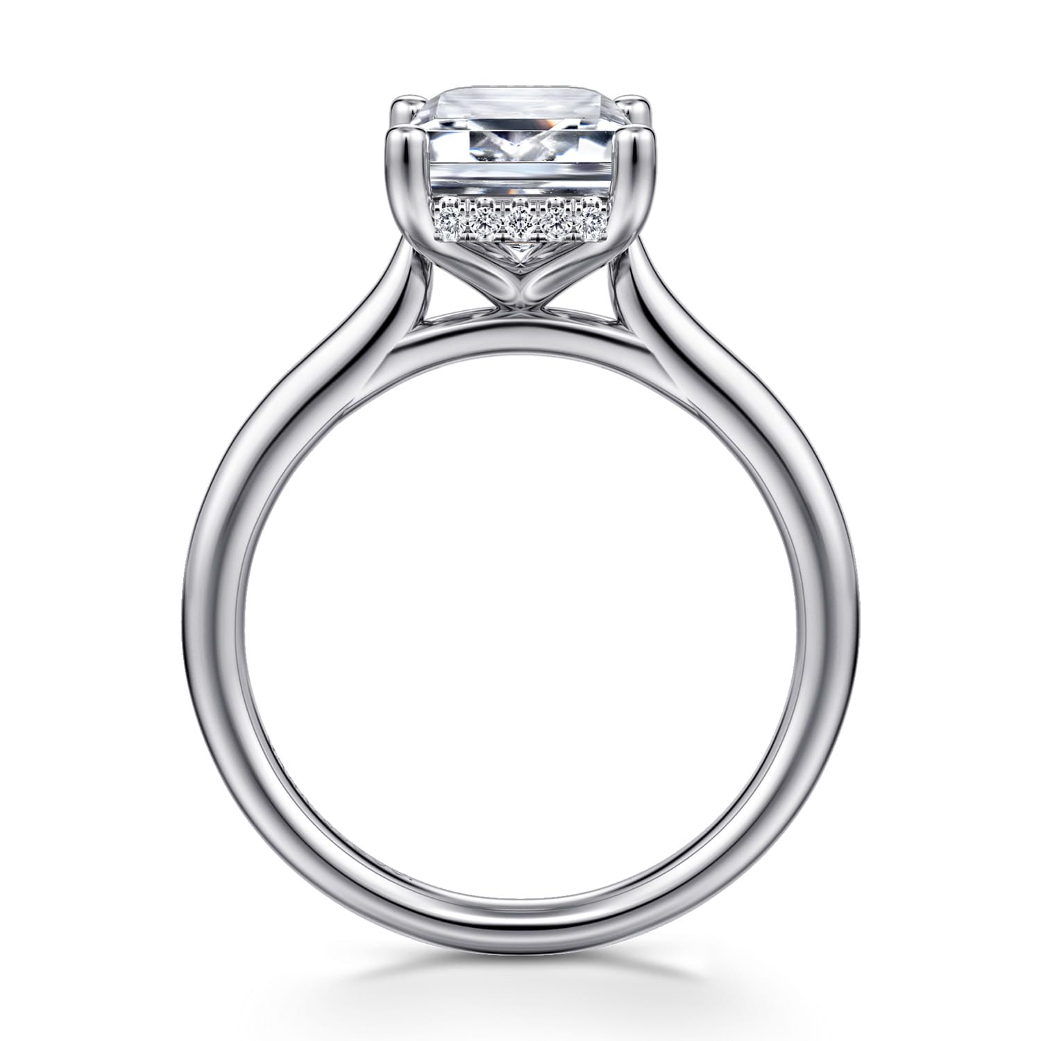 Azucena - Platinum Emerald Cut Solitaire Diamond Engagement Ring - 0.09 ct - Shot 2