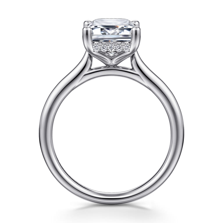 Azucena - Platinum Emerald Cut Solitaire Diamond Engagement Ring - 0.09 ct - Shot 2