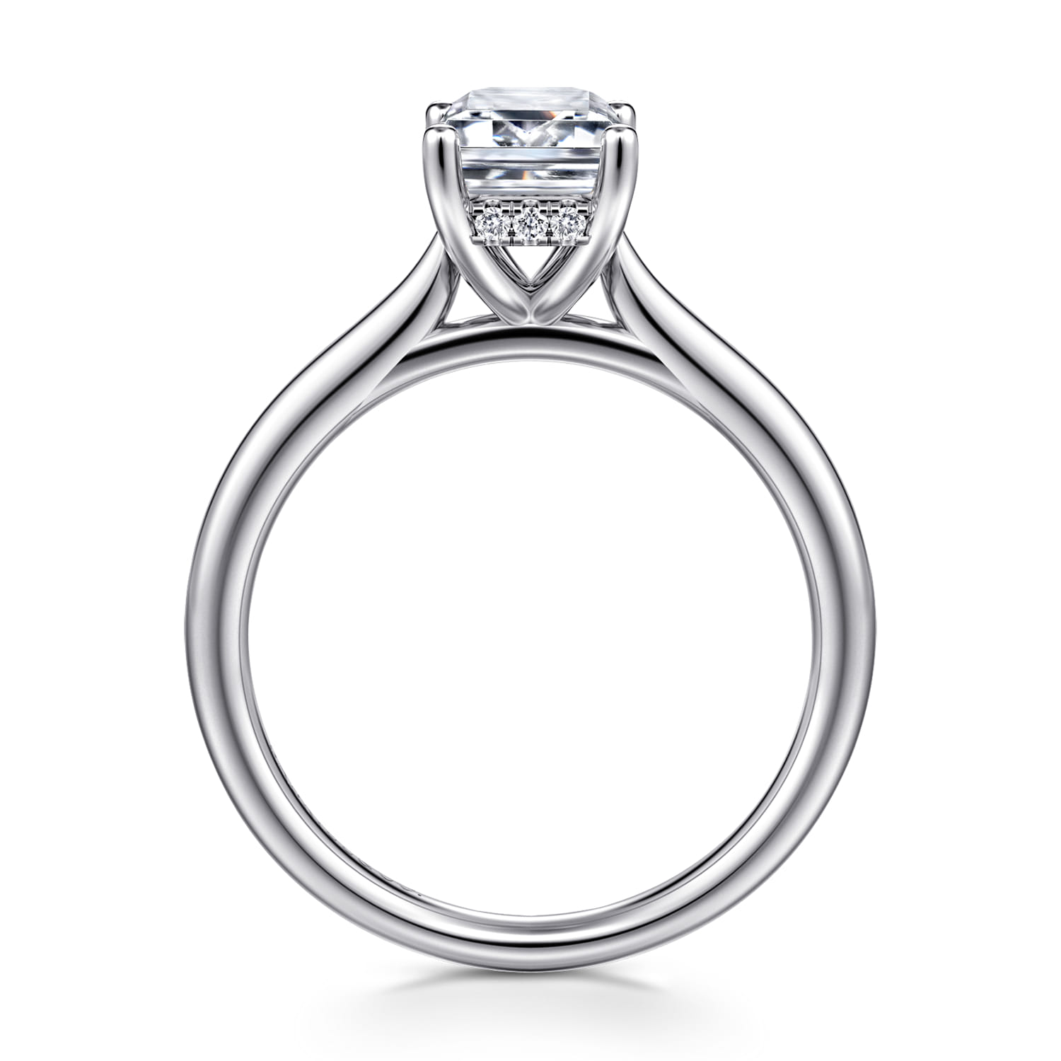 Azucena - Platinum Emerald Cut Solitaire Diamond Engagement Ring - 0.06 ct - Shot 2