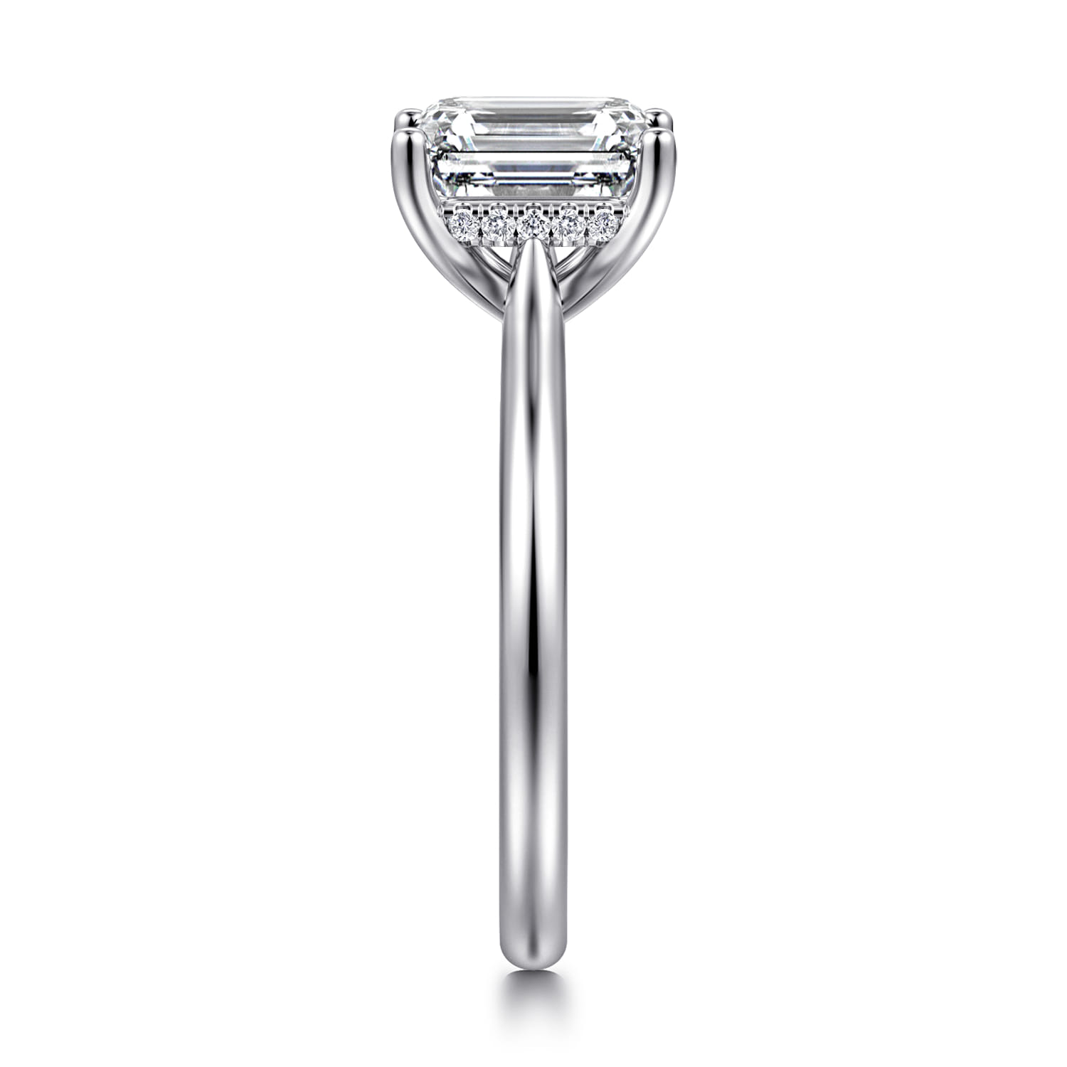 Azucena - Platinum Emerald Cut Solitaire Diamond Engagement Ring - 0.06 ct - Shot 4