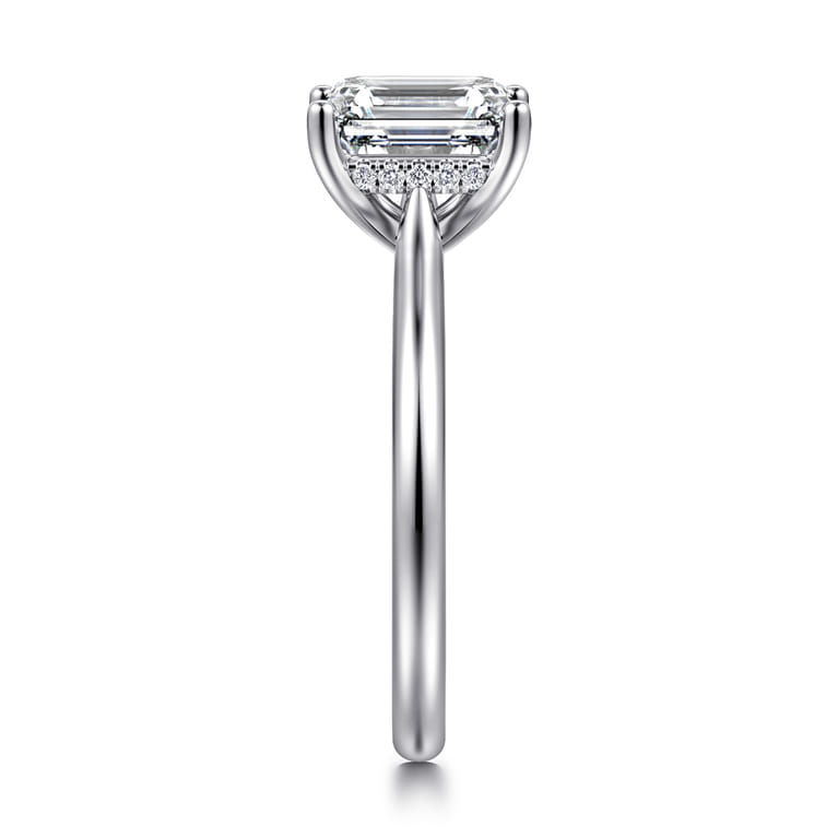 Azucena - Platinum Emerald Cut Solitaire Diamond Engagement Ring - 0.06 ct - Shot 4