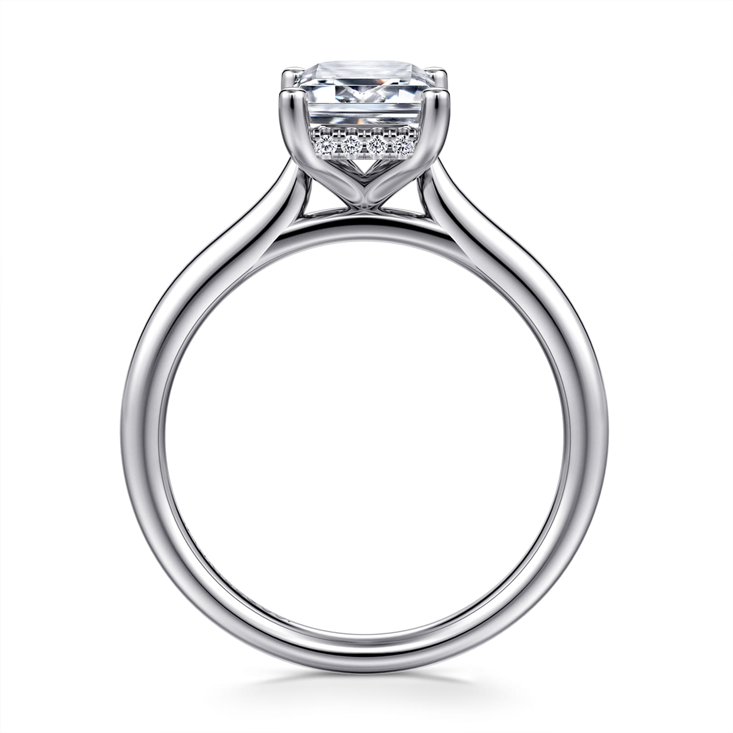 Azucena - Platinum Emerald Cut Solitaire Diamond Engagement Ring - 0.08 ct - Shot 2