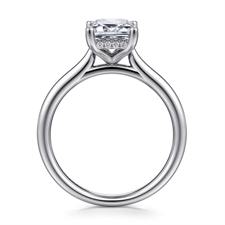 Azucena - Platinum Emerald Cut Solitaire Diamond Engagement Ring - 0.08 ct - Shot 2