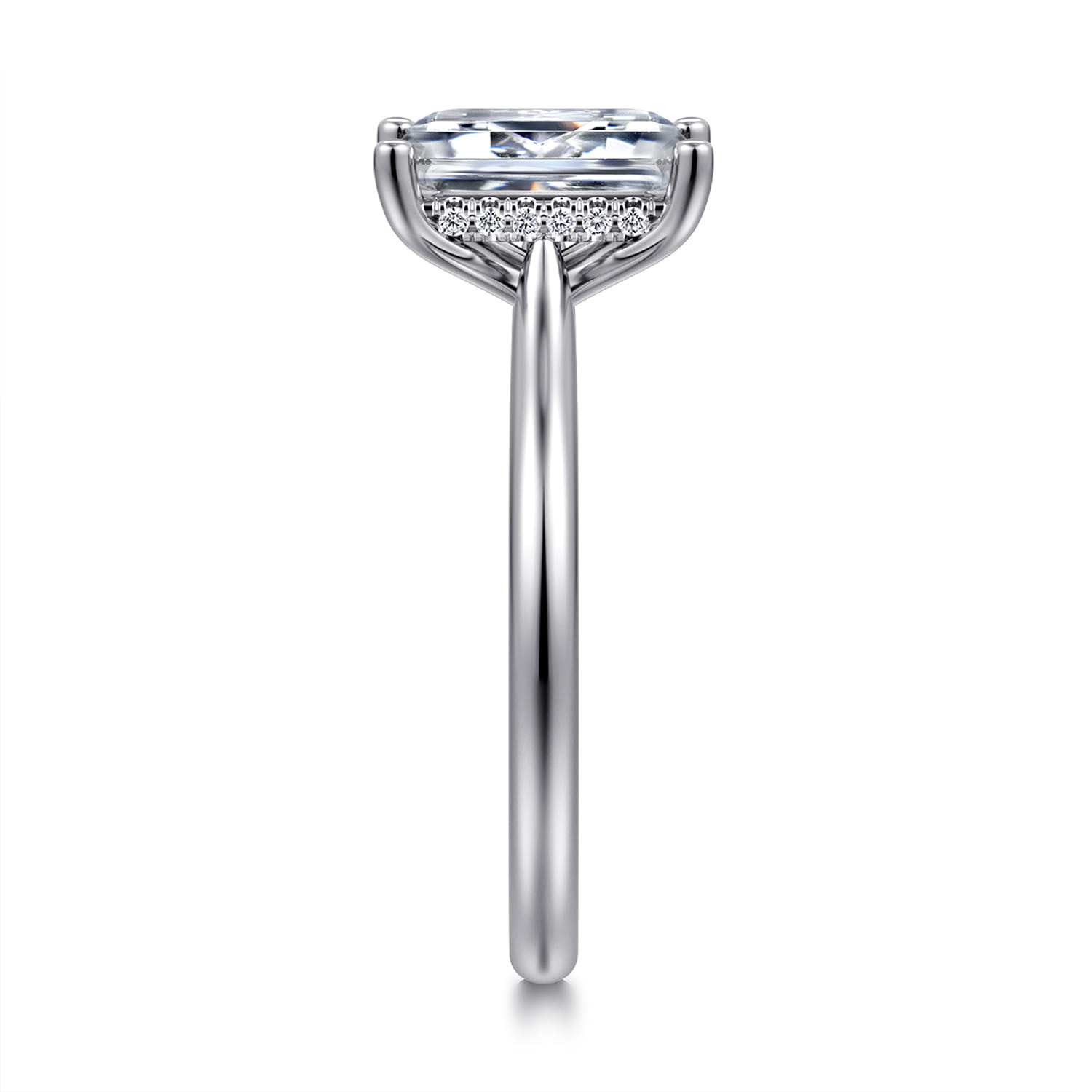 Azucena - Platinum Emerald Cut Solitaire Diamond Engagement Ring - 0.08 ct - Shot 5