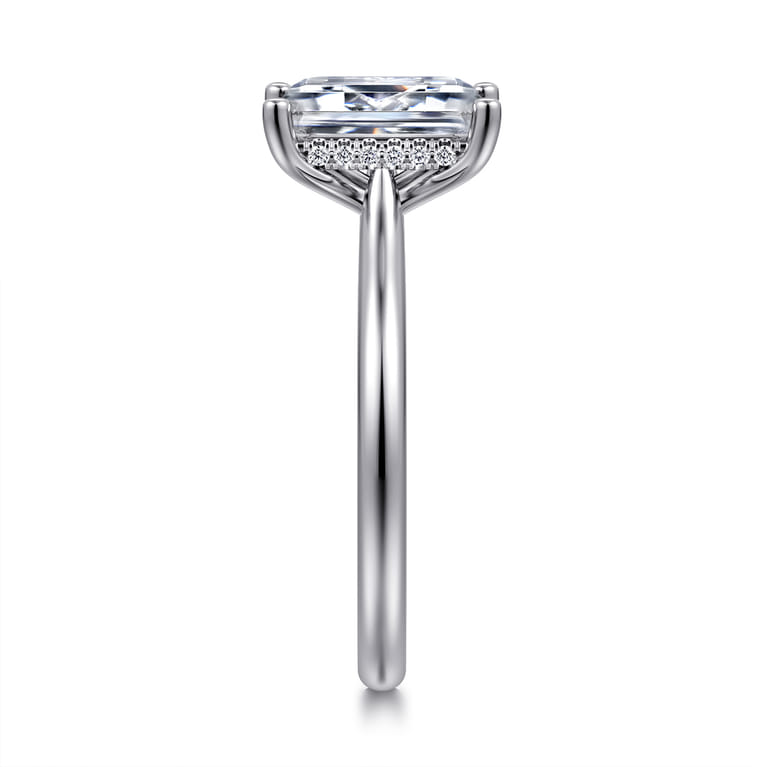 Azucena - Platinum Emerald Cut Solitaire Diamond Engagement Ring - 0.08 ct - Shot 5