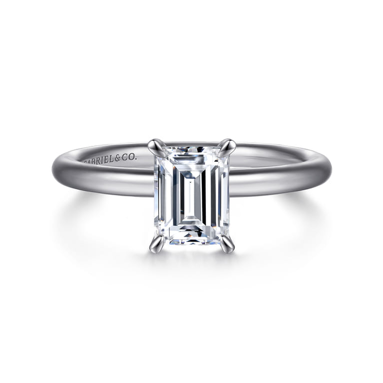 Lark - Platinum Emerald Cut Solitaire Engagement Ring - Shot 1