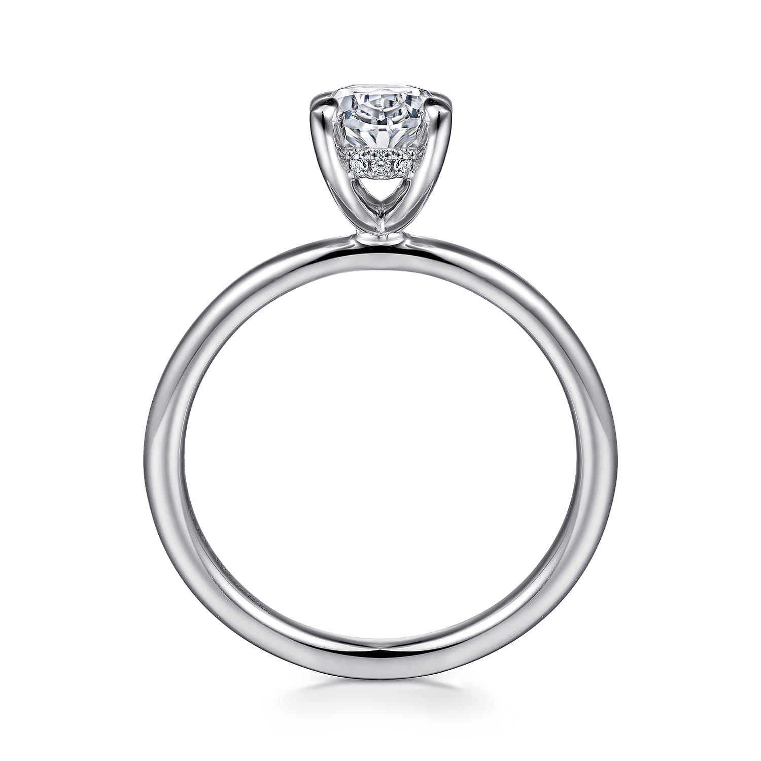 Cari - Platinum Oval Diamond Engagement Ring - 0.04 ct - Shot 2
