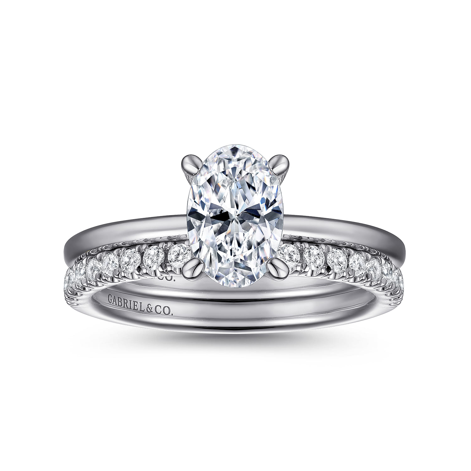 Cari - Platinum Oval Diamond Engagement Ring - 0.04 ct - Shot 4
