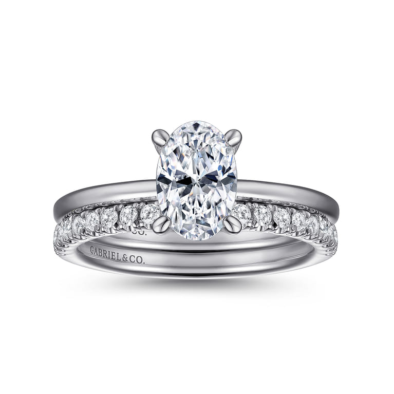 Cari - Platinum Oval Diamond Engagement Ring - 0.04 ct - Shot 4