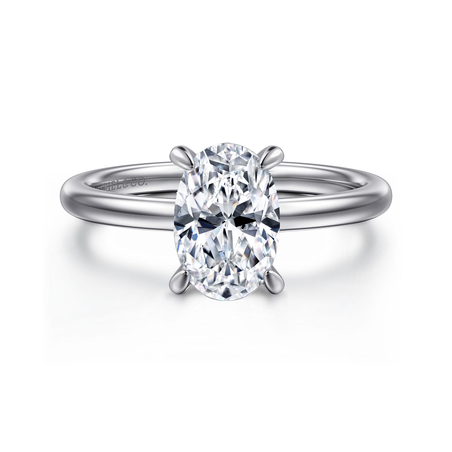 Cari - Platinum Oval Diamond Engagement Ring - 0.05 ct - Shot 1