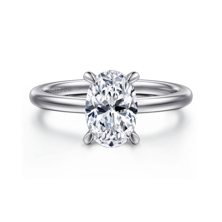 Cari - Platinum Oval Diamond Engagement Ring - 0.05 ct - Shot 1