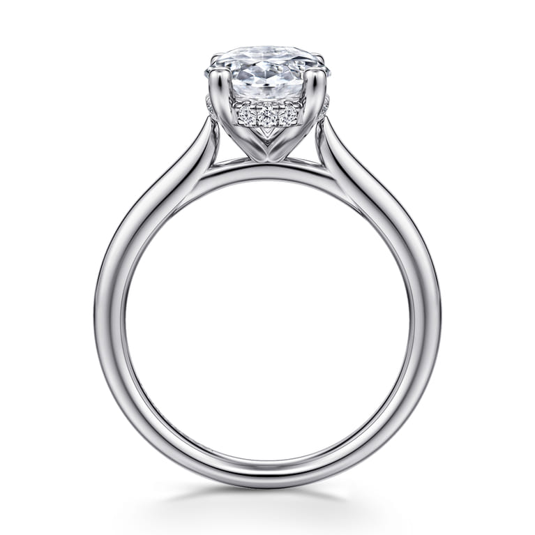 Azucena - Platinum Oval Solitaire Diamond Engagement Ring - 0.08 ct - Shot 2