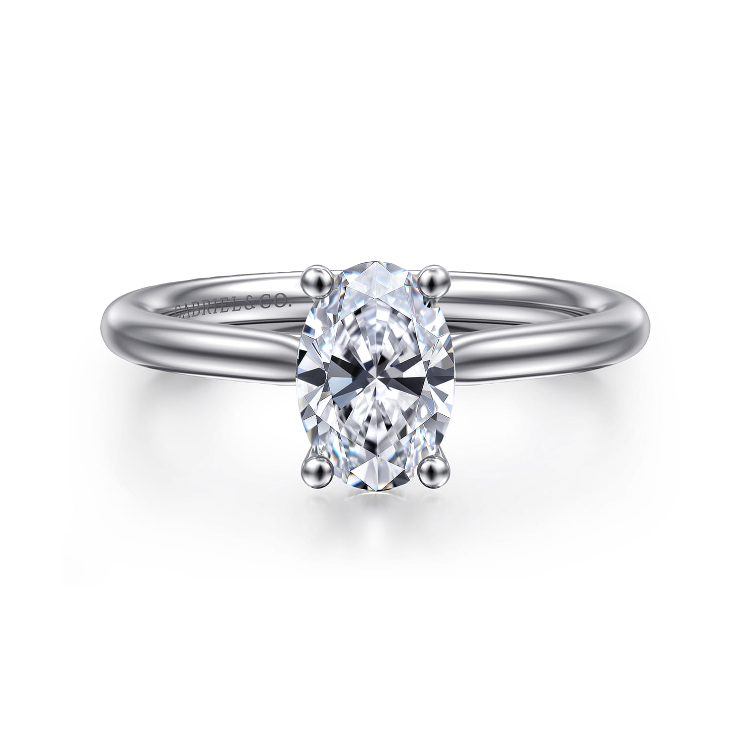 Azucena - Platinum Oval Solitaire Diamond Engagement Ring - 0.05 ct - Shot 1