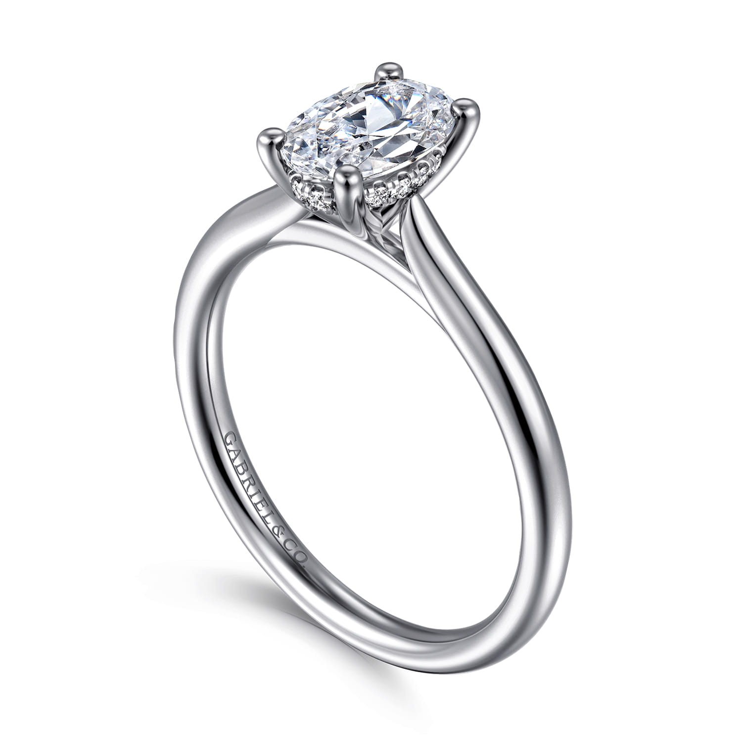 Azucena - Platinum Oval Solitaire Diamond Engagement Ring - 0.05 ct - Shot 3