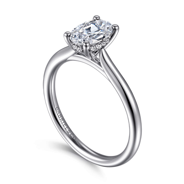 Azucena - Platinum Oval Solitaire Diamond Engagement Ring - 0.05 ct - Shot 3
