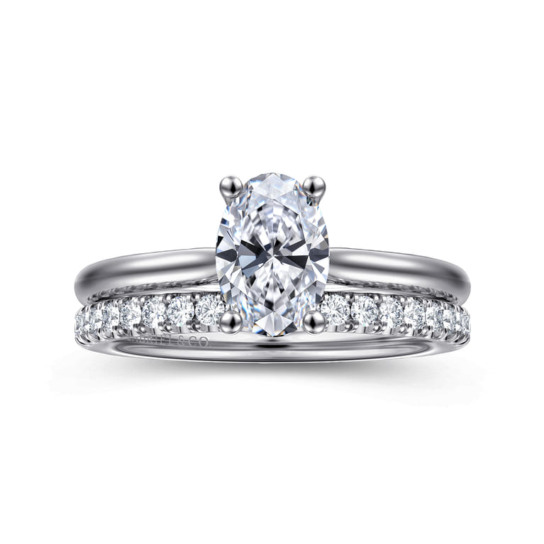 Azucena - Platinum Oval Solitaire Diamond Engagement Ring - 0.05 ct - Shot 4