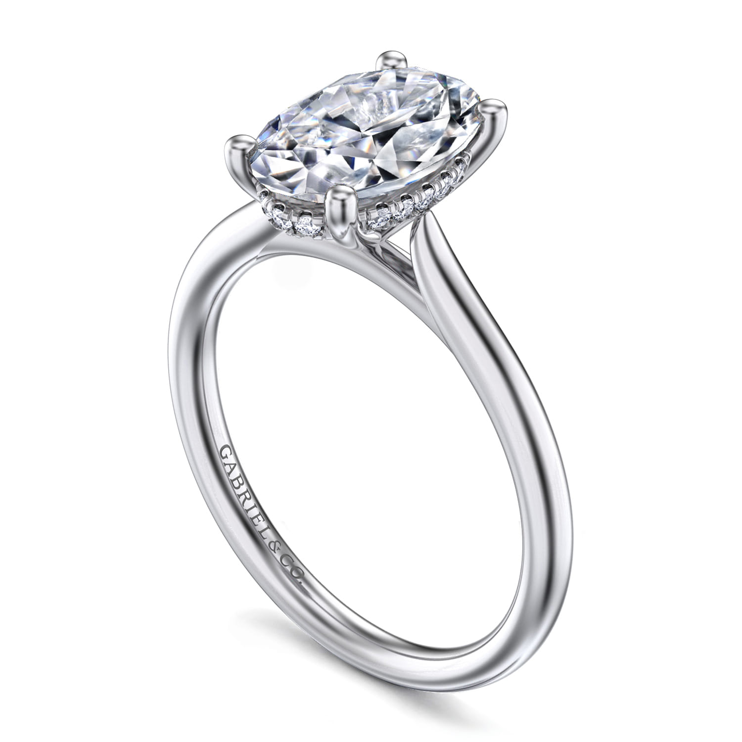 Azucena - Platinum Oval Solitaire Diamond Engagement Ring - 0.06 ct - Shot 3