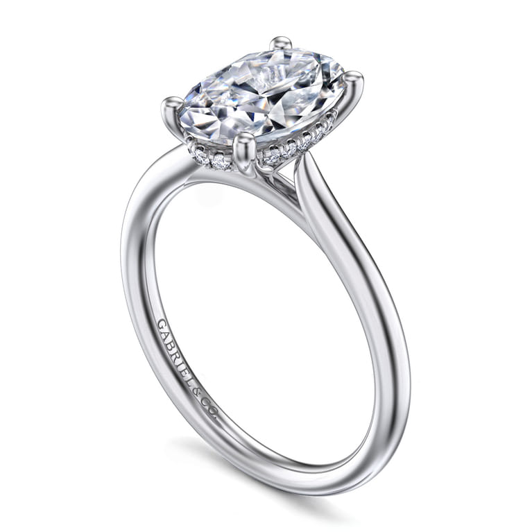 Azucena - Platinum Oval Solitaire Diamond Engagement Ring - 0.06 ct - Shot 3