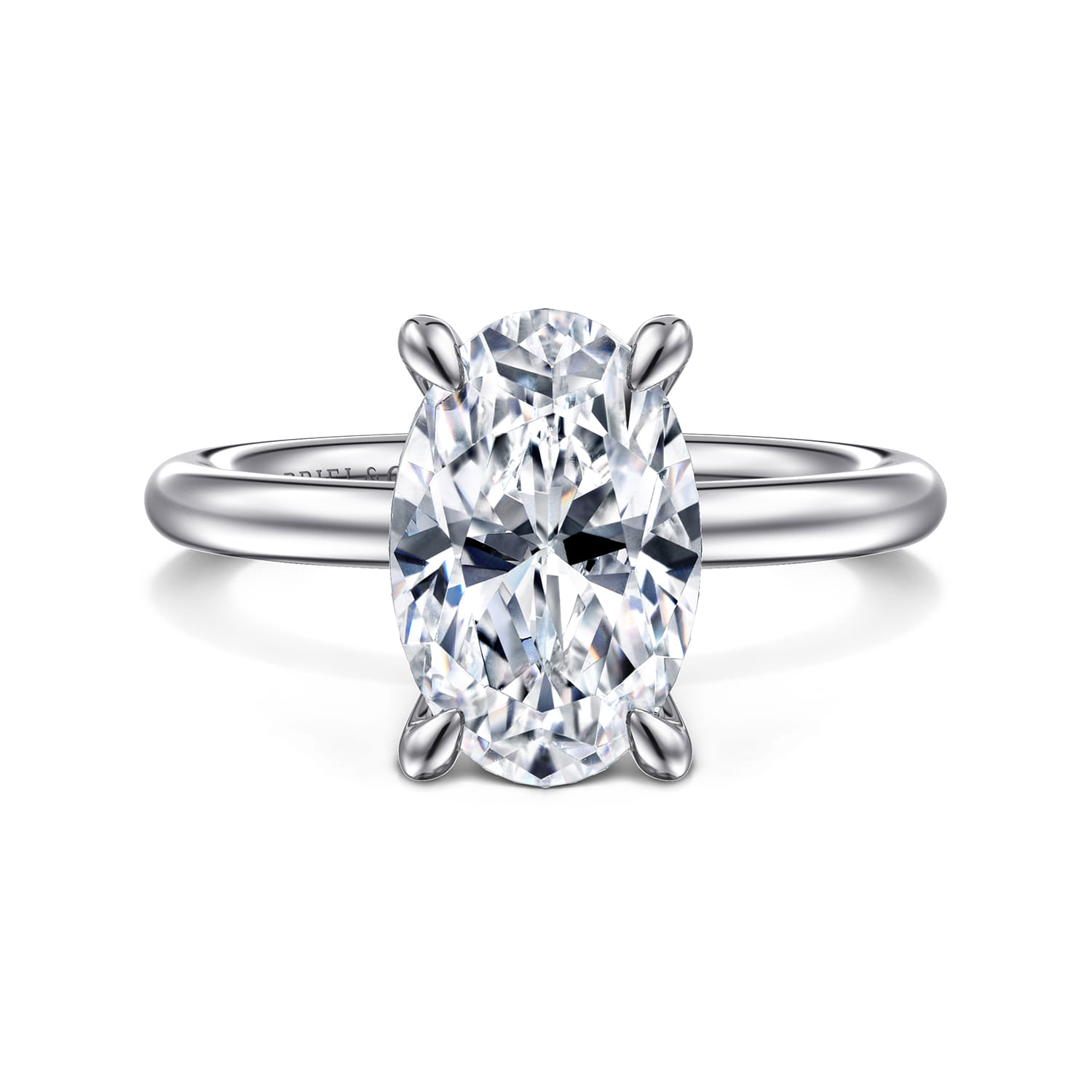Lark - Platinum Oval Solitaire Engagement Ring - Shot 1