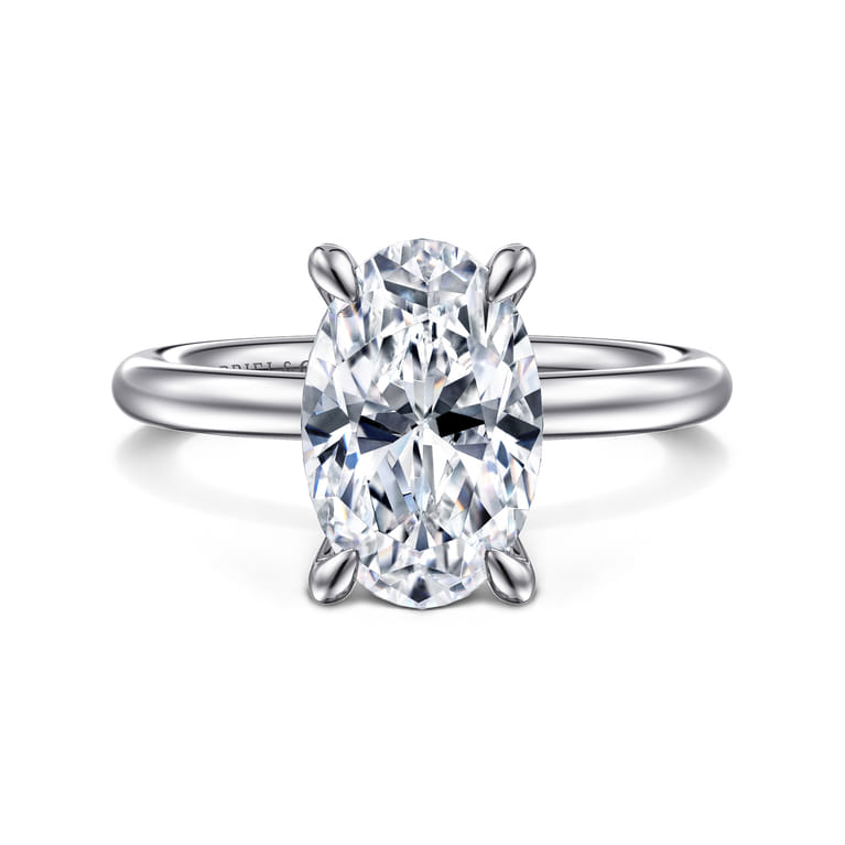 Lark - Platinum Oval Solitaire Engagement Ring - Shot 1