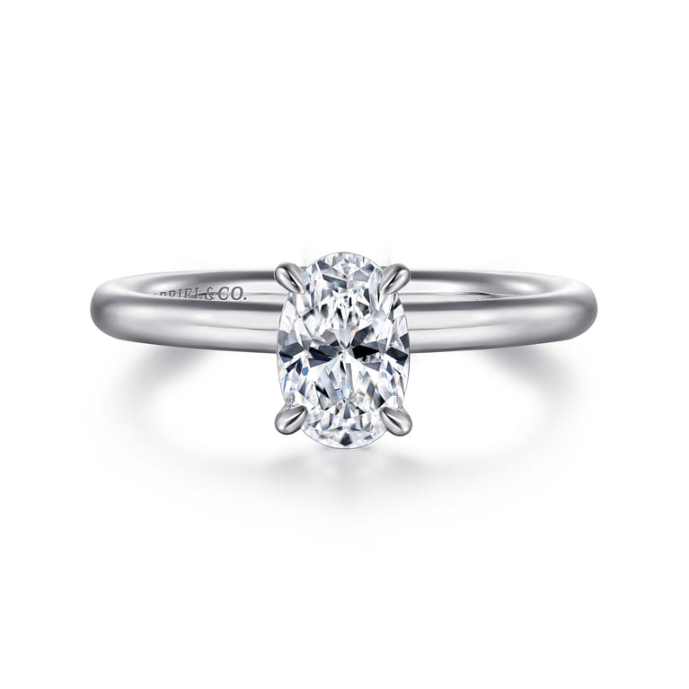 Lark - Platinum Oval Solitaire Engagement Ring - Shot 1