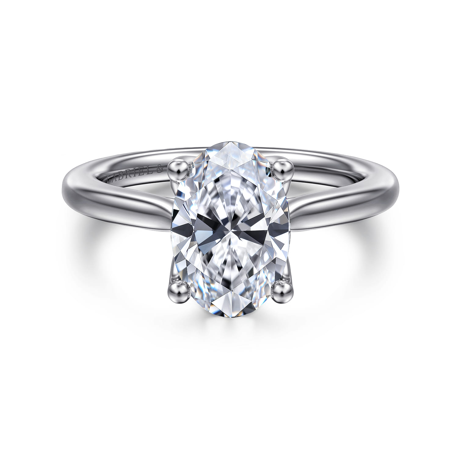 Nola - Platinum Oval Lotus Diamond Solitaire Engagement Ring - Shot 1