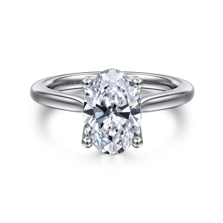 Nola - Platinum Oval Lotus Diamond Solitaire Engagement Ring - Shot 1