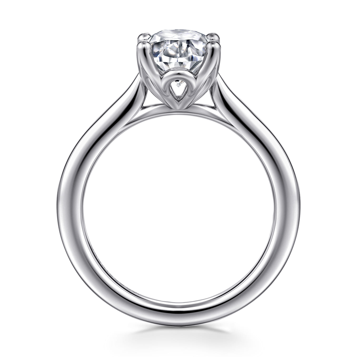 Nola - Platinum Oval Lotus Diamond Solitaire Engagement Ring - Shot 2