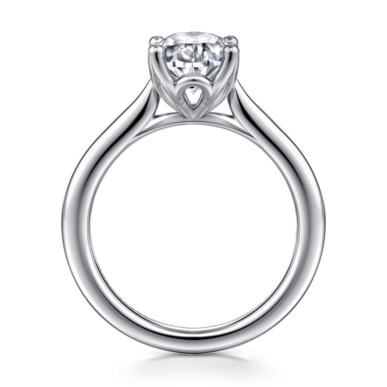 Nola - Platinum Oval Lotus Diamond Solitaire Engagement Ring - Shot 2