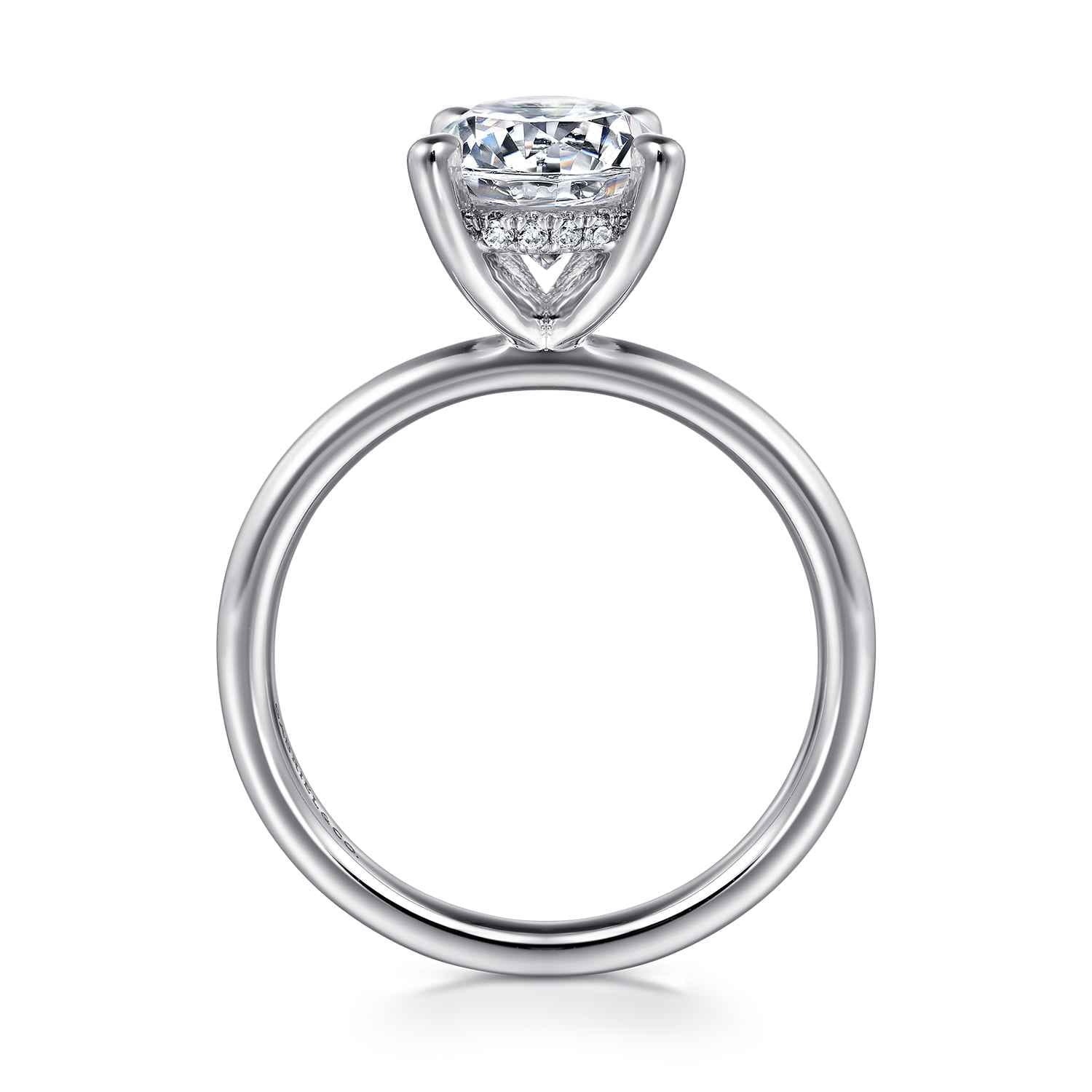 Elia - Platinum Solitaire Round Diamond Engagement Ring - 0.06 ct - Shot 2