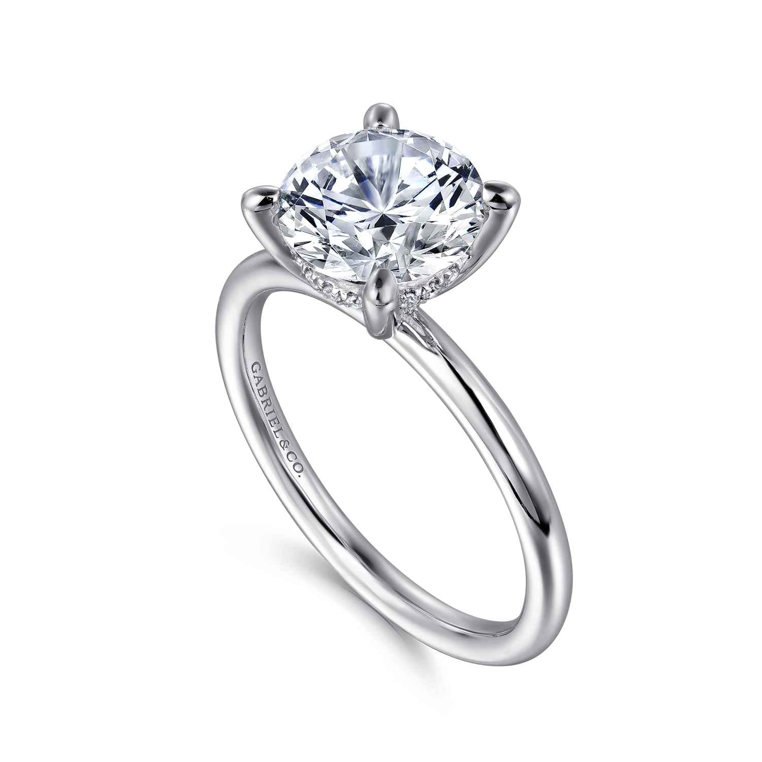 Elia - Platinum Solitaire Round Diamond Engagement Ring - 0.06 ct - Shot 3