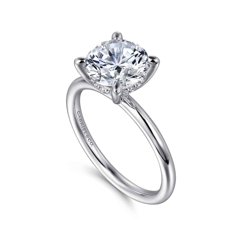 Elia - Platinum Solitaire Round Diamond Engagement Ring - 0.06 ct - Shot 3