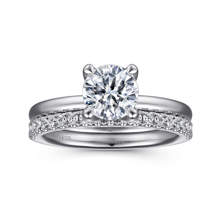 Evelynn - Platinum Round Solitaire Diamond Engagement Ring - 0.04 ct - Shot 4